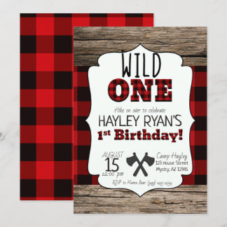 Lumberjack Buffalo Kariert Wild 1 1. Geburtstag Einladung