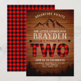 Lumberjack Buffalo Kariert zweiter Geburtstag Einladung