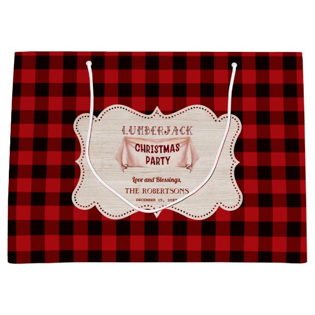 Lumberjack Christmas Party Red Buffalo Wood Große Geschenktüte (Vorderseite)