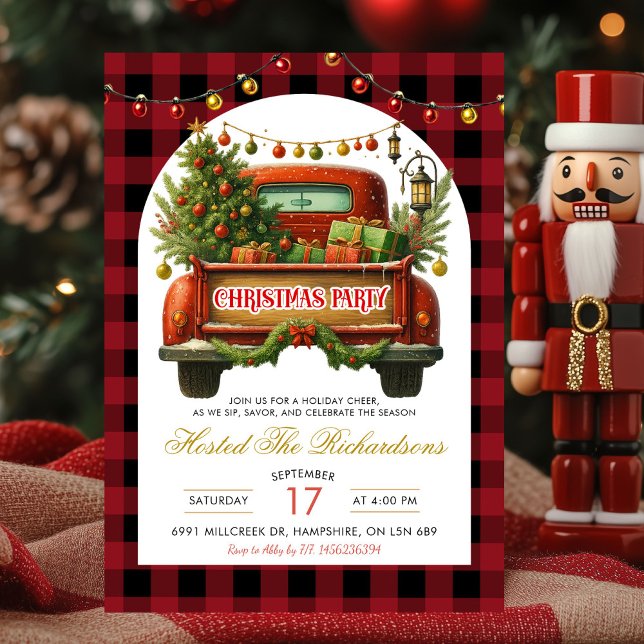 Lumberjack Christmas Truck Holiday Party Einladung (Von Creator hochgeladen)