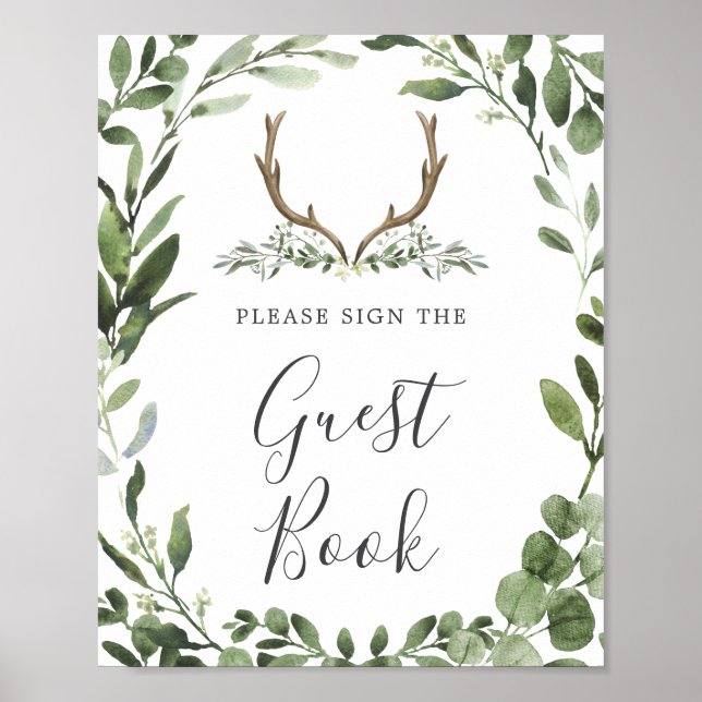 Lumberjack Deer Antler Baby Showbook Gästebuch (Vorne)