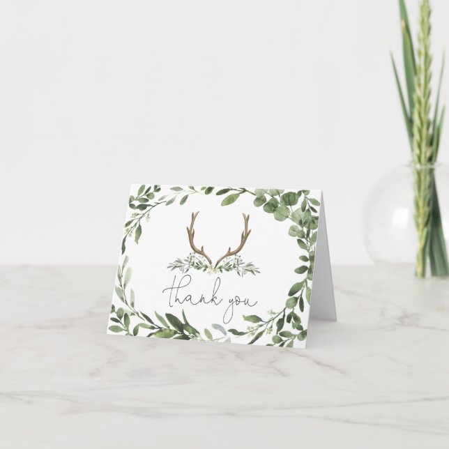 Lumberjack Deer Baby Dusche Danke Karte (Vorderseite)