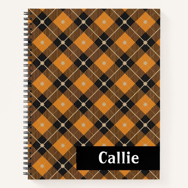 Lumberjack Diagonal Kariert Black & Pumpkin Notizbuch (Vorderseite)