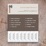 Lumberjack-Dienste reißen den Strip-Flyer ab Flyer<br><div class="desc">Ein Flyer mit Abreißstreifen mit Axt-Abbildung für Tischler,  Holzarbeiter und Holzfäller (Abtragen und Beschneiden von Bäumen,  Brennholz,  Stumpf usw.).</div>