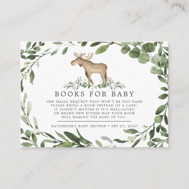 Lumberjack Elch Bücher für Baby-Duschkarte Begleitkarte (Vorderseite)