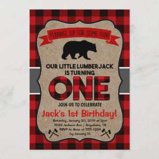 Lumberjack Erster Geburtstag Einladung