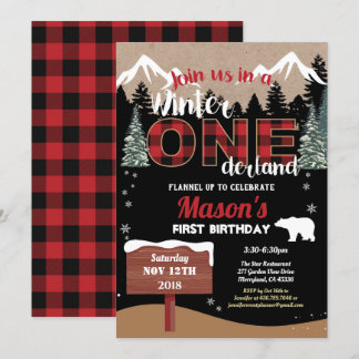 Lumberjack erster Geburtstag Winter Onederland Jun Einladung