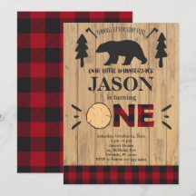 Lumberjack Flannel 1. Geburtstag Einladung