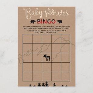 Lumberjack Flannel Baby Dusche Bingo Spielkarte Begleitkarte
