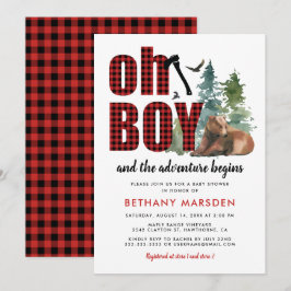 Lumberjack Flannel Bear Boy Baby Dusche Einladung