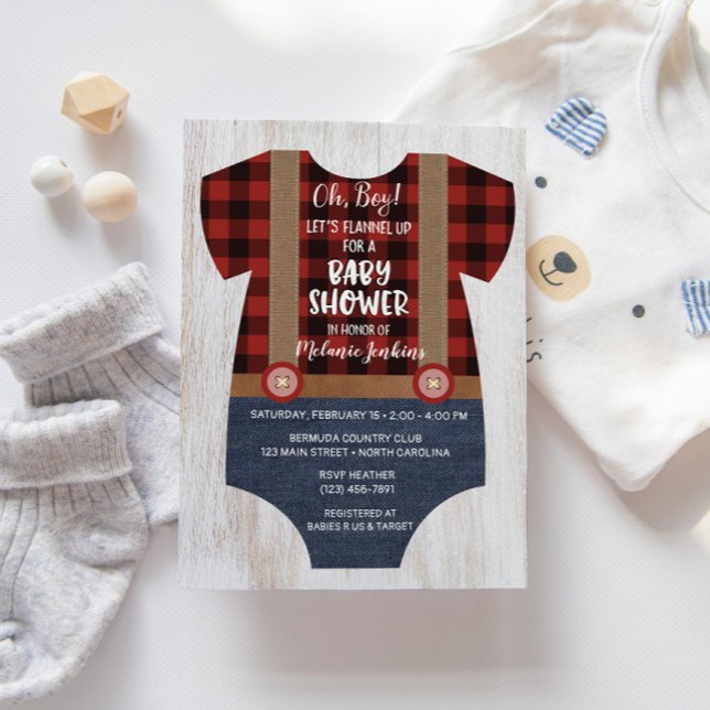 Lumberjack Flannel Boy Baby Dusche Einladung (Von Creator hochgeladen)