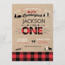 Lumberjack Flannel Erster Geburtstag Einladung