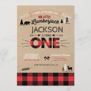 Lumberjack Flannel Erster Geburtstag Einladung