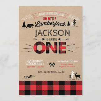 Lumberjack Flannel Erster Geburtstag Einladung