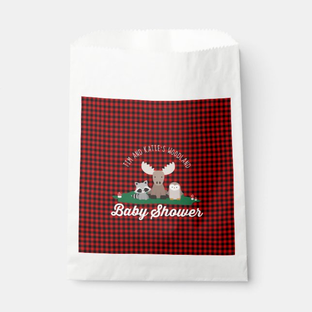 Lumberjack Flannel Red Buffulo Karierte Babydusche Geschenktütchen (Vorderseite)