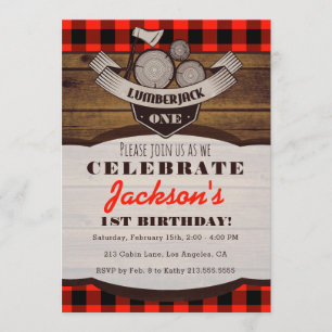 Lumberjack Flannel Woodsy Boy Birthday Einladung