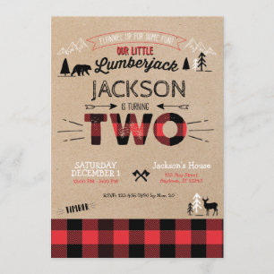Lumberjack Flannel Zweite Geburtstagseinladung Einladung