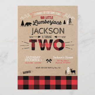 Lumberjack Flannel Zweiter Geburtstag Einladung