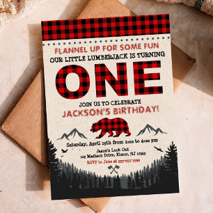 Lumberjack Geburtstag Einladung Buffalo Kariert