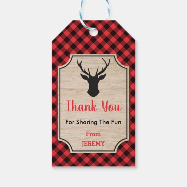 Lumberjack Geburtstagsparty Gefallen Danke, Gesche Geschenkanhänger (Vorderseite)