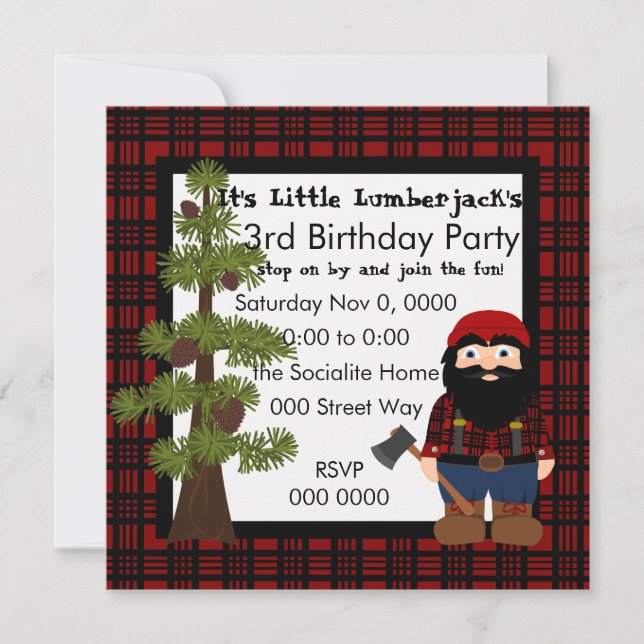 Lumberjack Gnome Einladung (Vorderseite)