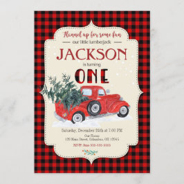 LUMBERJACK Invitation d'anniversaire / Camion roug