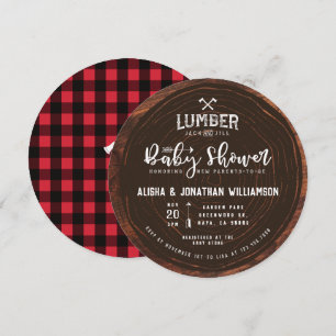 Lumberjack & Jill Baby Dusche Wood & Red Kariert Einladung