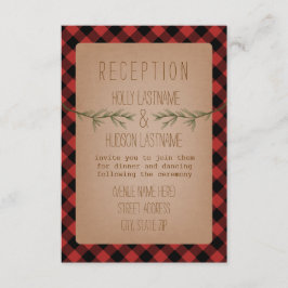 Lumberjack Kariert Evergreen Hochzeitsempfang Begleitkarte