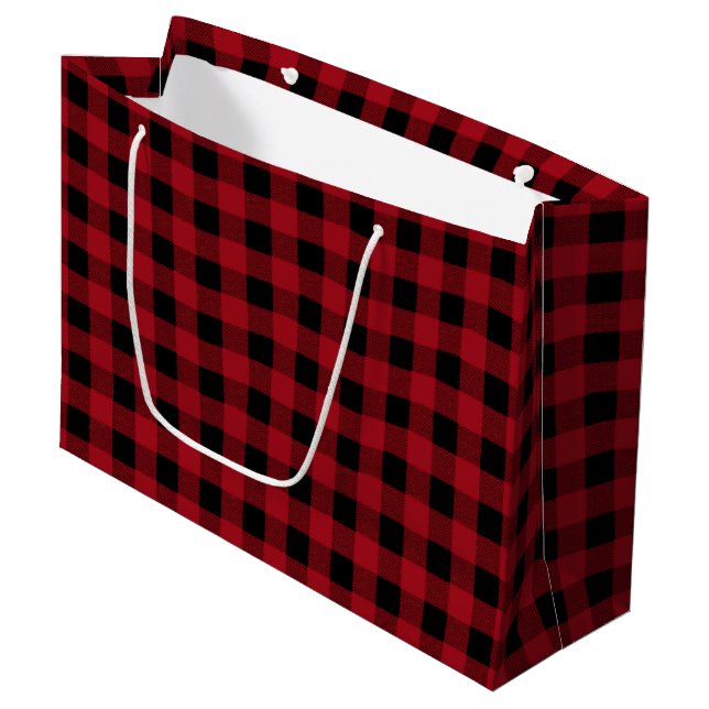 Lumberjack Kariert, rot und schwarz Karierte Gesch Große Geschenktüte (Vorderseite Schrägansicht)