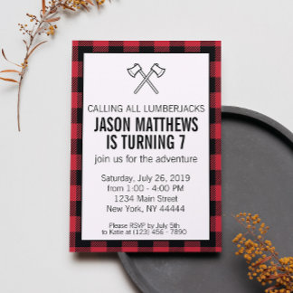 Lumberjack Karierter Geburtstag Einladung