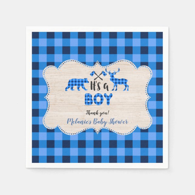 Lumberjack Little Hunter Blue Kariert Baby Dusche Serviette (Vorderseite)