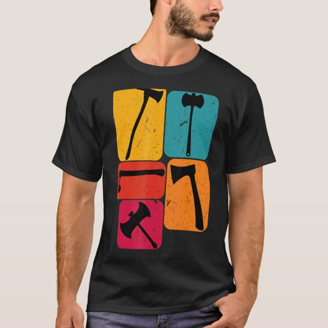 Lumberjack Logger ax Retro Design T-Shirt (Vorderseite)