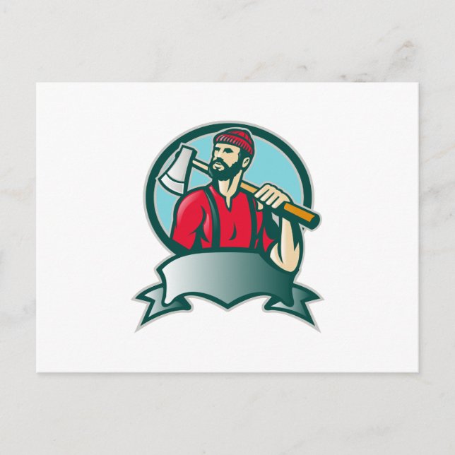 Lumberjack Logger Forester Woodcut Postkarte (Vorderseite)