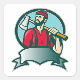 Lumberjack Logger Forester Woodcut Quadratischer Aufkleber