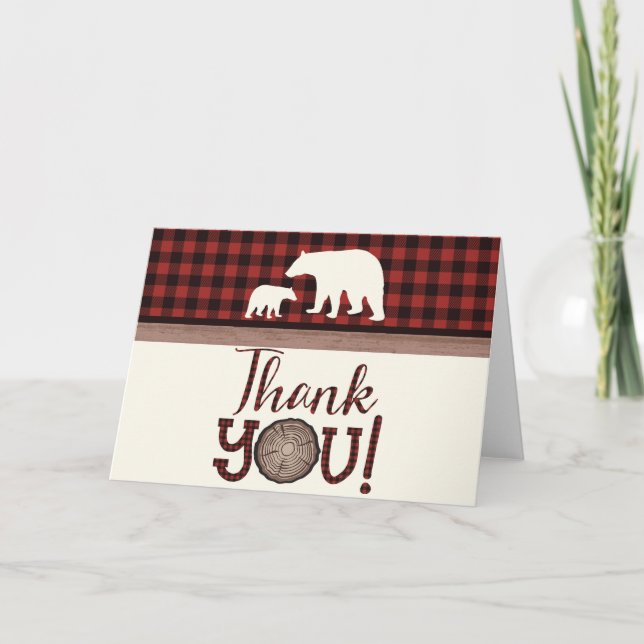 Lumberjack Mama Oear Baby shower Merci Cartes (Devant)