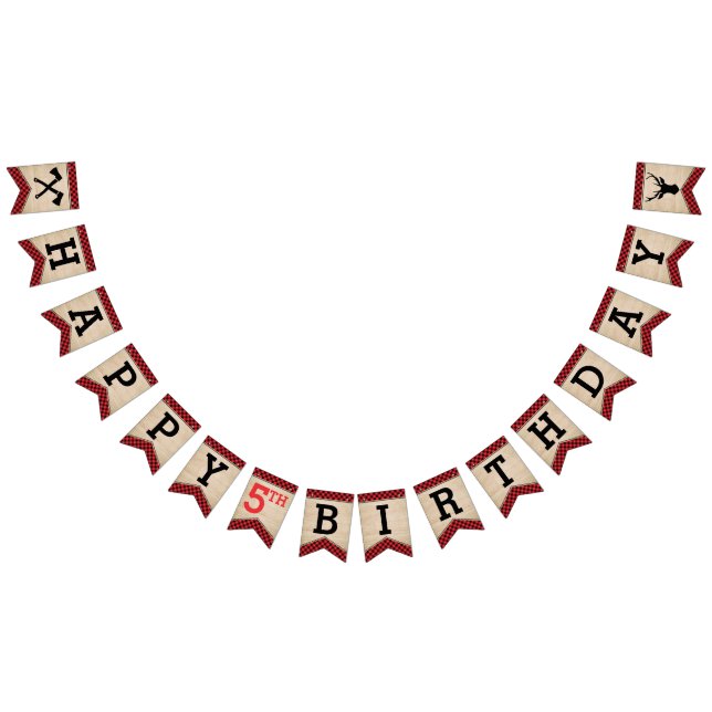 Lumberjack Party Happy Birthday Bunting Banner (Alle)