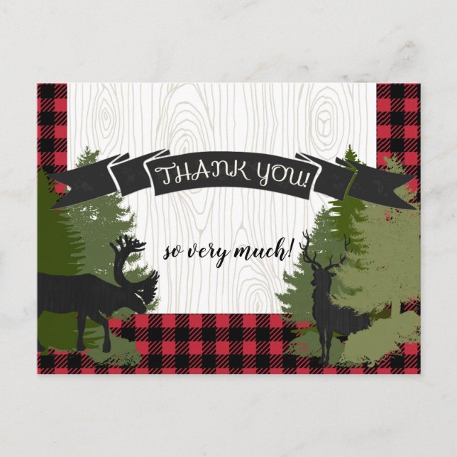 Lumberjack Plaid Baby Boy Carte Postale Merci Note (Devant)