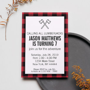 Lumberjack Plaid Invitation d'anniversaire