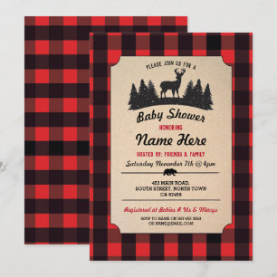Lumberjack Red Baby Dusche Woodland Einladung