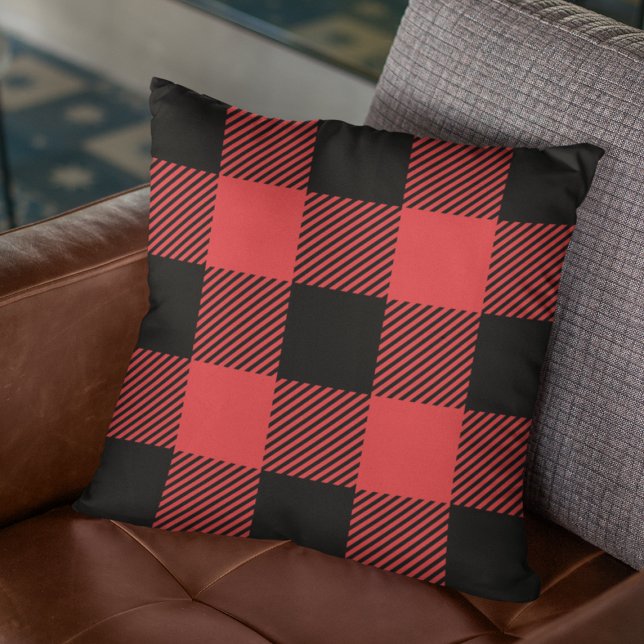 Lumberjack Red & Black Woodsman Tartan Kariert Kissen (Von Creator hochgeladen)