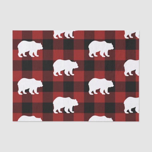 Lumberjack Red Buffalo Kariert Bear Muster Urlaub Seidenpapier (Vorderseite)