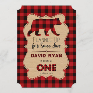 Lumberjack Red Buffalo Kariert Geburtstag Einladun Einladung