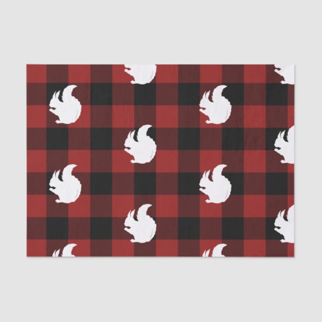 Lumberjack Red Buffalo Kariert Squirrel Pattern Ho Seidenpapier (Vorderseite)