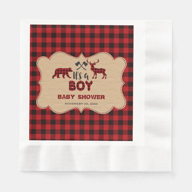 Lumberjack Red Buffalo Little Hunter Baby Dusche Serviette (Vorderseite)