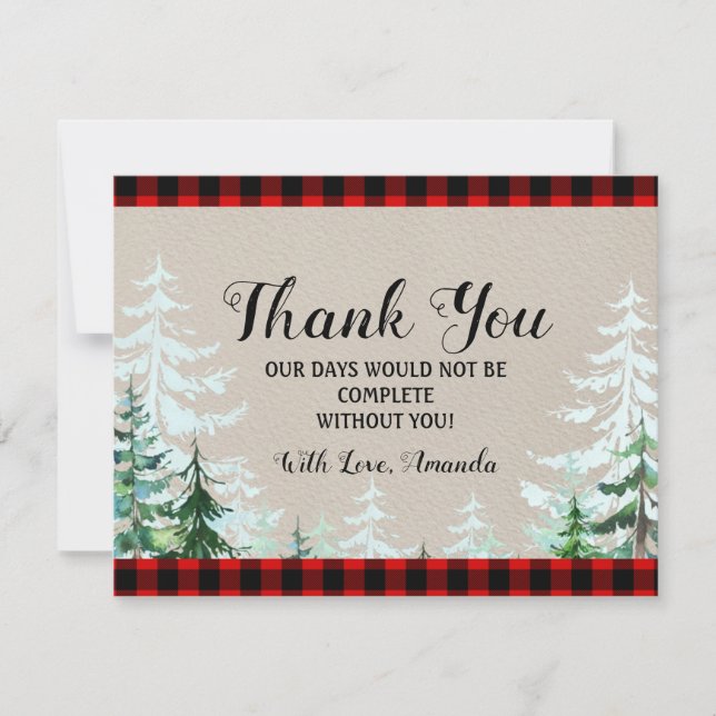 Lumberjack Red Kariert Baby Dusche Danke Karte (Vorderseite)