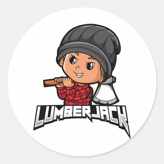 Lumberjack Runder Aufkleber (Vorderseite)