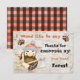Lumberjack rustique Merci cartes de notes