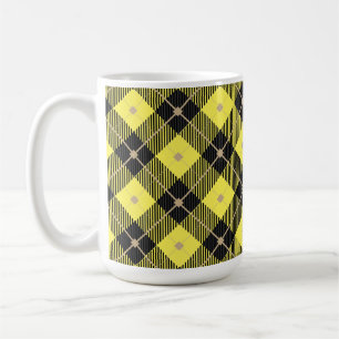 Lumberjack Schwarz Gelb Kariertes Muster Kaffeetasse