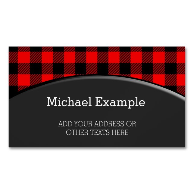 Lumberjack Style - roter Stoff + Ihre Ideen Magnetische Visitenkarte (Vorderseite)