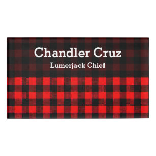 Lumberjack Style - roter Stoff + Ihre Ideen Namenschild